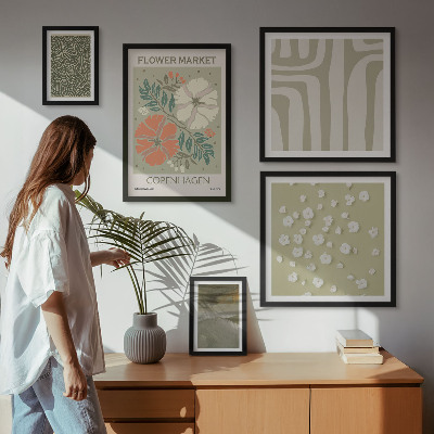 Sada obrazů do ložnice Rostlinné motivy, boho vzory