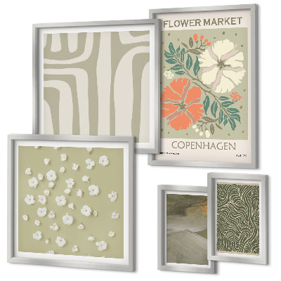 Sada obrazů do ložnice Rostlinné motivy, boho vzory