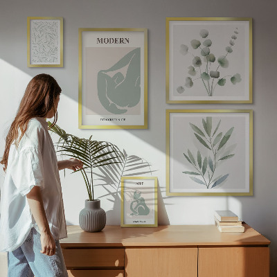 Poliptyk v rámu Stylová rostlinná a abstraktní grafika