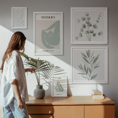 Poliptyk v rámu Stylová rostlinná a abstraktní grafika