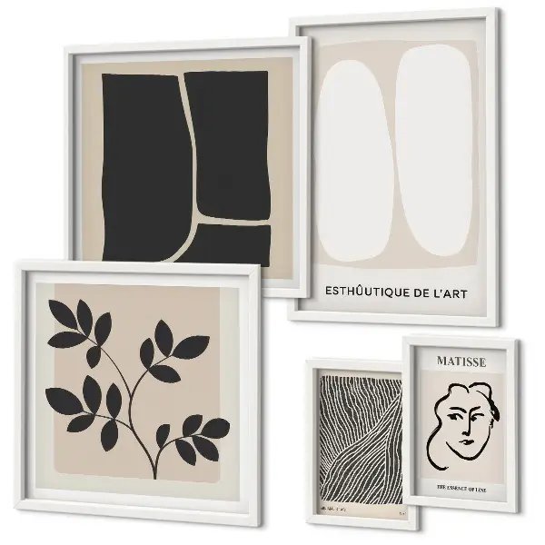 Stylová grafika s minimalistickými liniemi v rámu jako polyptych