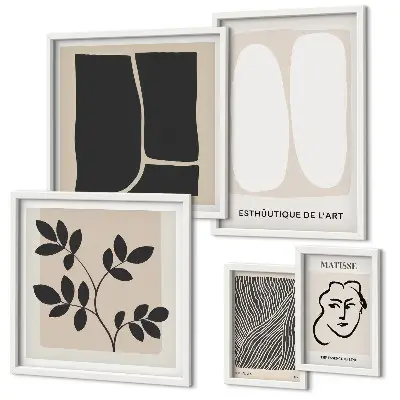 Stylová grafika s minimalistickými liniemi v rámu jako polyptych