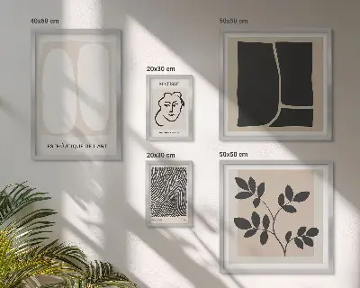 Stylová grafika s minimalistickými liniemi v rámu jako polyptych