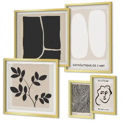 Stylová grafika s minimalistickými liniemi v rámu jako polyptych