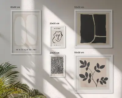 Stylová grafika s minimalistickými liniemi v rámu jako polyptych