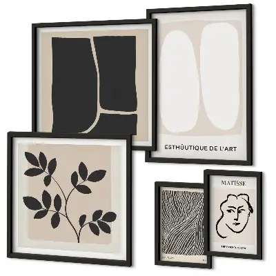 Stylová grafika s minimalistickými liniemi v rámu jako polyptych