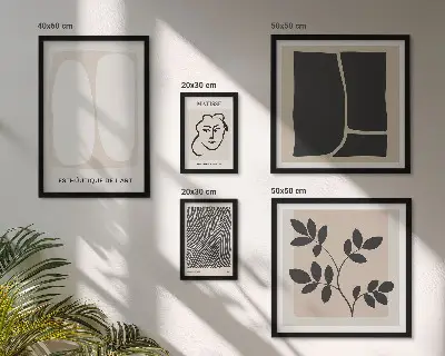 Stylová grafika s minimalistickými liniemi v rámu jako polyptych