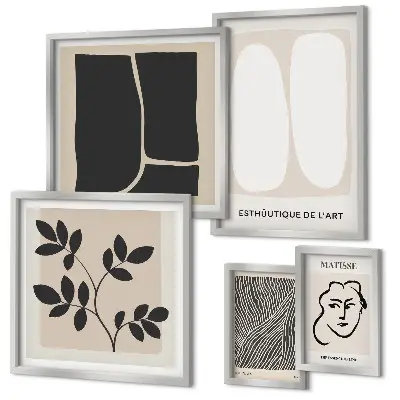 Stylová grafika s minimalistickými liniemi v rámu jako polyptych