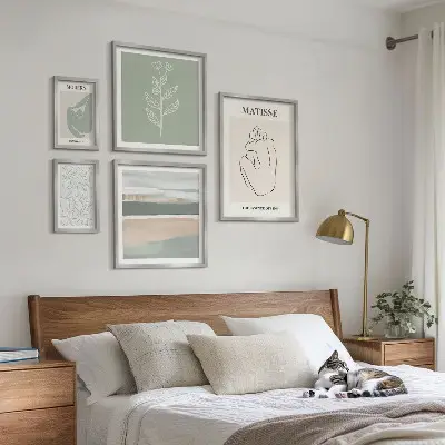 Sada obrazů do ložnice stylová botanická grafika