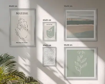 Sada obrazů do ložnice stylová botanická grafika