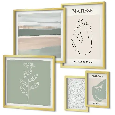 Sada obrazů do ložnice stylová botanická grafika