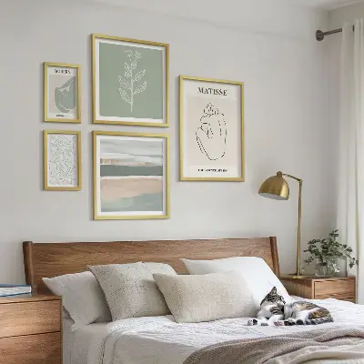 Sada obrazů do ložnice stylová botanická grafika