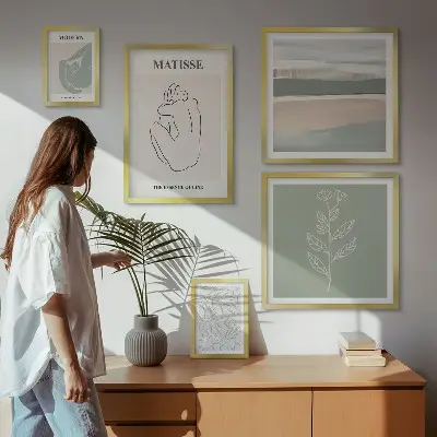 Sada obrazů do ložnice stylová botanická grafika