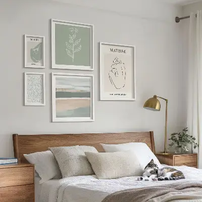 Sada obrazů do ložnice stylová botanická grafika