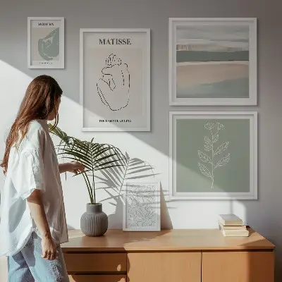 Sada obrazů do ložnice stylová botanická grafika