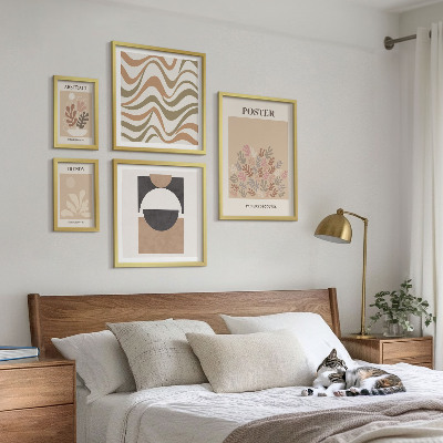 Sada obrazů do ložnice Stylové rostlinné abstrakce