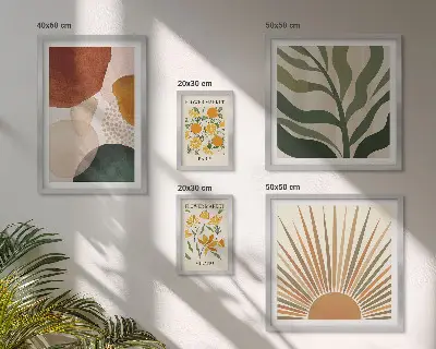 Rostlinná grafika stylový geometrický polyptych v rámu