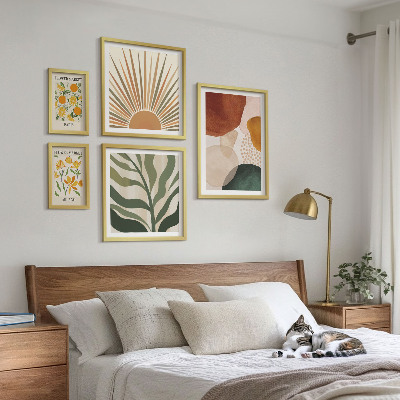 Poliptyk v rámu Stylová geometrie rostlinné grafiky