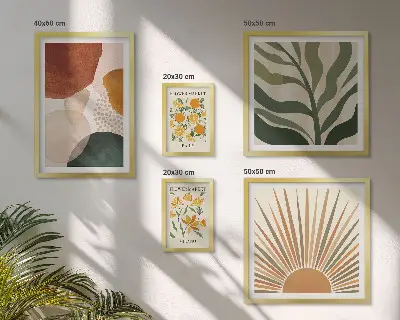 Rostlinná grafika stylový geometrický polyptych v rámu
