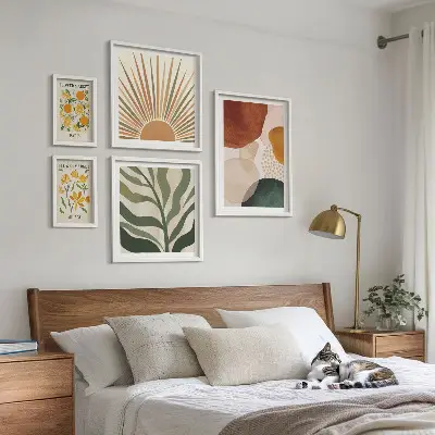 Rostlinná grafika stylový geometrický polyptych v rámu