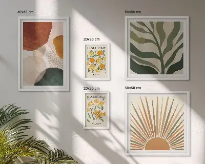 Rostlinná grafika stylový geometrický polyptych v rámu