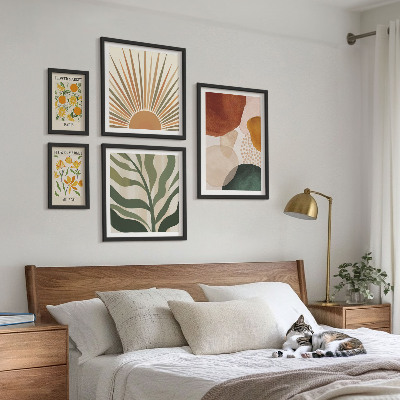 Poliptyk v rámu Stylová geometrie rostlinné grafiky