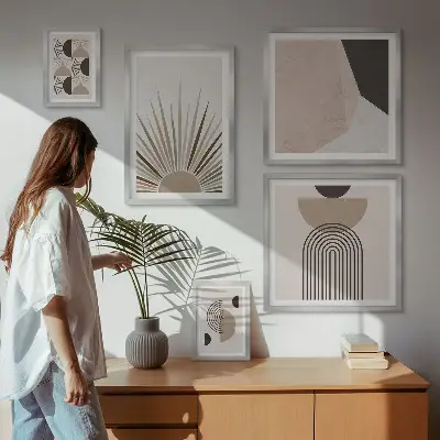 Abstraktní geometrické tvary poliptyk v rámu