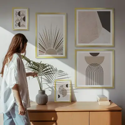 Abstraktní geometrické tvary poliptyk v rámu