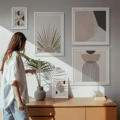 Abstraktní geometrické tvary poliptyk v rámu