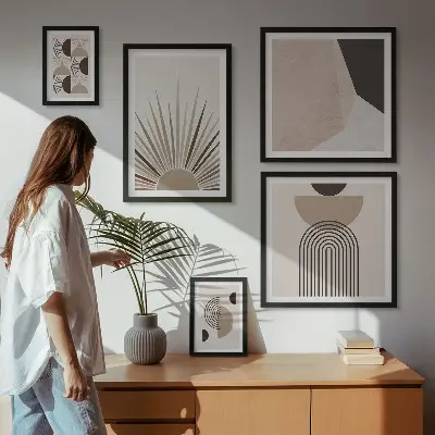 Abstraktní geometrické tvary poliptyk v rámu