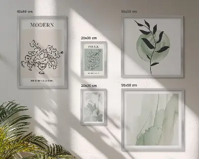 Moderní minimalistická dekorace v rámu jako polyptych