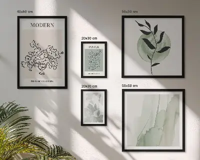 Moderní minimalistická dekorace v rámu jako polyptych