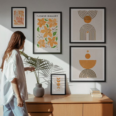 Sada obrazů do ložnice Stylové květiny a geometrie