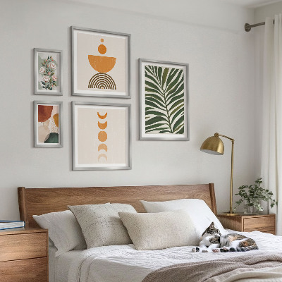 Sada obrazů do ložnice Rostlinné vzory boho tvary