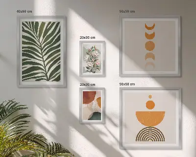 Sada obrazů do ložnice s rostlinnými boho vzory a tvary