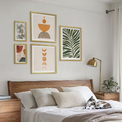 Sada obrazů do ložnice Rostlinné vzory boho tvary
