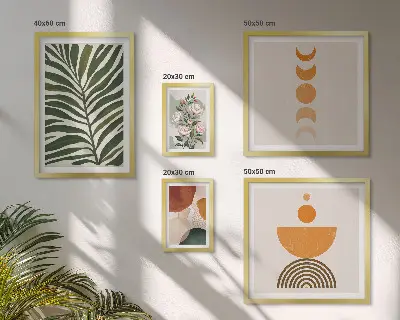 Sada obrazů do ložnice s rostlinnými boho vzory a tvary
