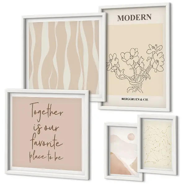 Moderní minimalistická sada obrazů v rámu
