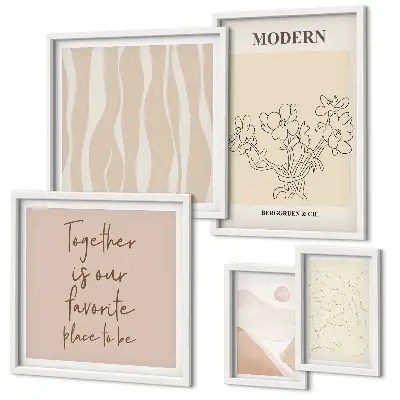 Moderní minimalistická sada obrazů v rámu