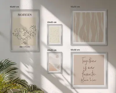 Moderní minimalistická sada obrazů v rámu
