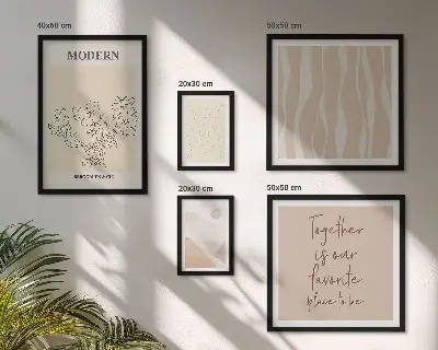 Moderní minimalistická sada obrazů v rámu