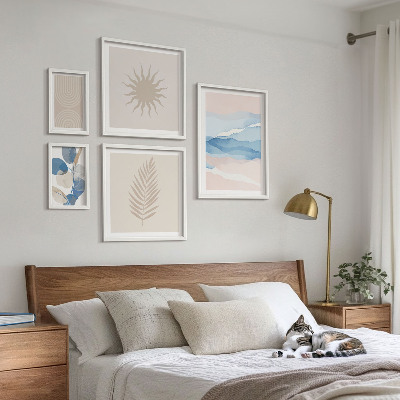 Sada obrazů do ložnice Abstraktní rostlinné vlny