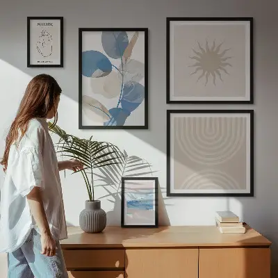 Abstraktní rostliny v rámu jako polyptych