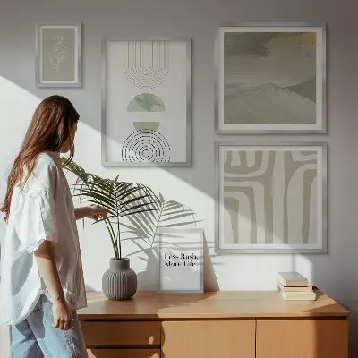 Sada obrazů do ložnice stylová pastelová grafika s motivem přírody