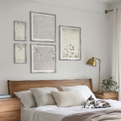 Sada obrazů do ložnice Minimalistická malba ptáků