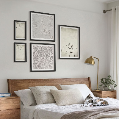 Sada obrazů do ložnice Minimalistická malba ptáků