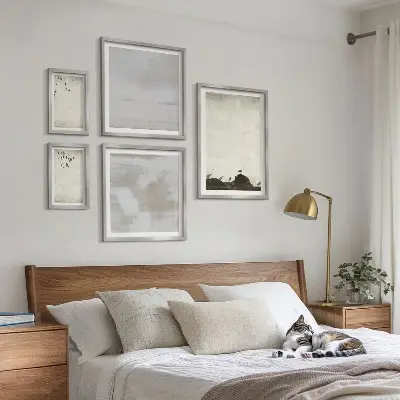 Průmyslové hejno ptáků moderní poliptyk v rámu
