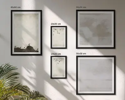 Průmyslové hejno ptáků moderní poliptyk v rámu