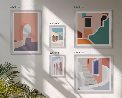 Sada obrazů do ložnice Pastelová architektonická grafika
