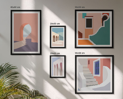 Sada obrazů do ložnice Pastelová architektonická grafika